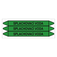 Značení potrubí, splachovací voda,3 ks, 355 × 37 mm